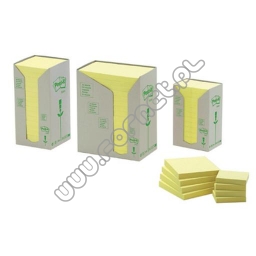 Karteczki samoprzylepne 38x51mm 3M Post-it 653-1T, żółte 24x100 kartek, ekologiczne z surowców wtórnych 