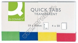 Zakładki indeksujące 19x43mm Q-Connect foliowe, 4 kolory x 50 neonowych karteczek