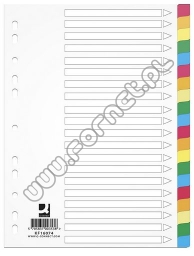 Przekładki do segregatora A4 20 kart plastikowych kolorowych PP Q-Connect 