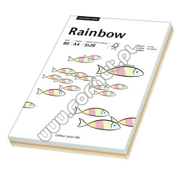 Papier kolorowy A4 80g Rainbow, kolory pastelowe, mix. 100 arkuszy