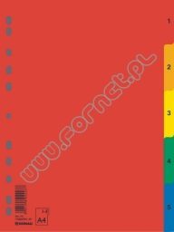 Przekładki do segregatora A4 PP kolorowe numerowane 1-5 Donau