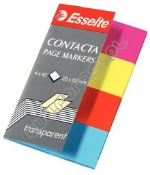 Zakładki indeksujące 20x50mm Esselte Contacta przezroczyste neonowe 4kolory x 50 kartek